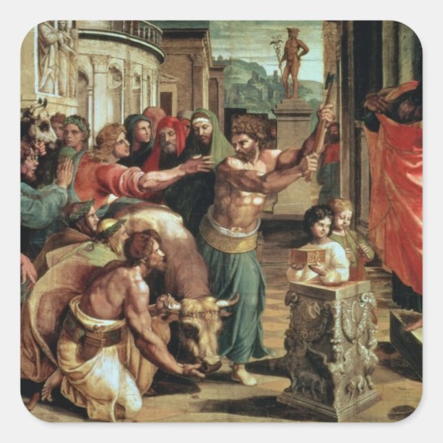The Sacrifice at Lystra (cartoon for the Sistine C Square Sticker (Front)
