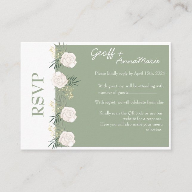 The Sage and White Rose Wedding Enclosure Reply  (Front)
