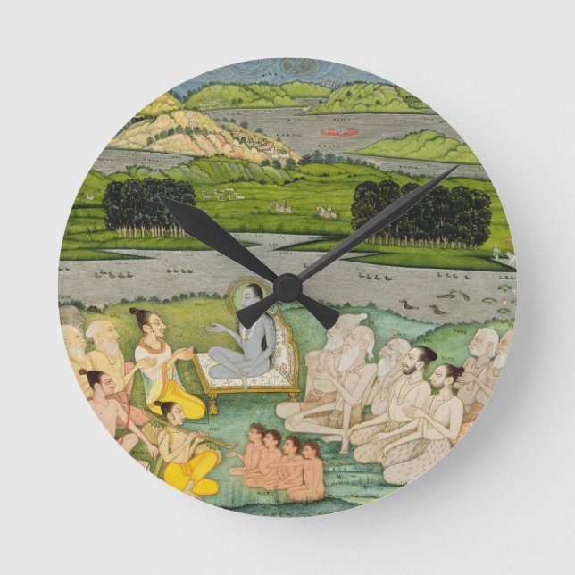 The sage Shuku Deva addressing King Parikshit & a Round Clock (Front)