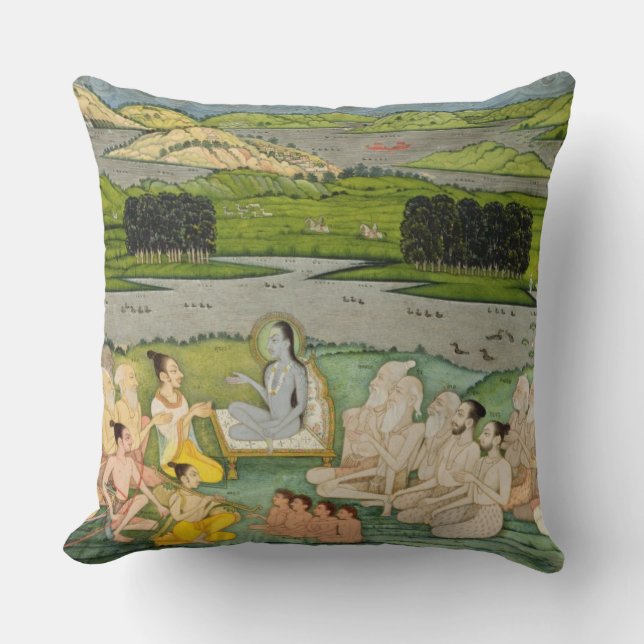 The sage Shuku Deva addressing King Parikshit & a Throw Pillow (Front)