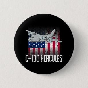 The Salty Veteran C-130 Hercules American Flag Mil 2 Inch Round Button