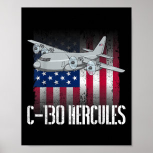 The Salty Veteran C-130 Hercules American Flag Mil Poster