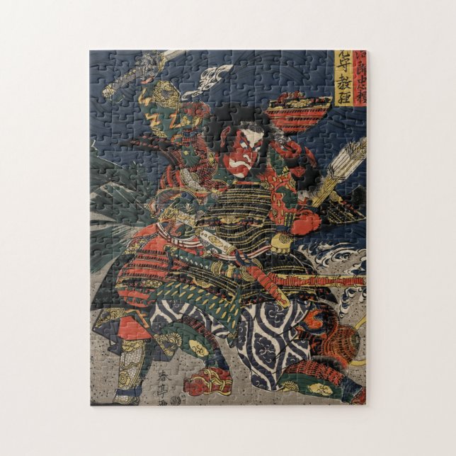 The samurai warriors Tadanori and Noritsune Jigsaw Puzzle (Vertical)