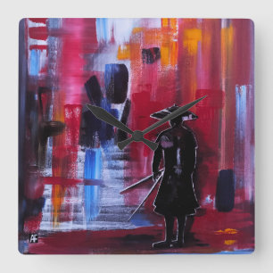 The Samurai's Horizon Painting by Alfred Fox Square Wall Clock