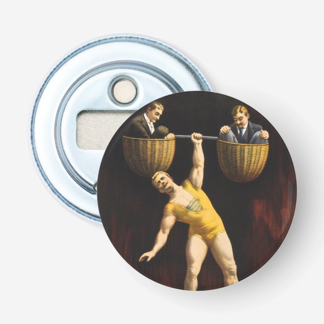The Sandow Eugen Sandow Vaudeville Weightlifter  Bottle Opener (Front)