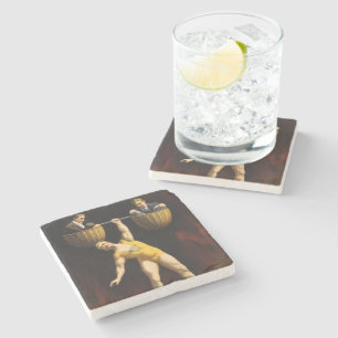 The Sandow Eugen Sandow Vaudeville Weightlifter Stone Coaster