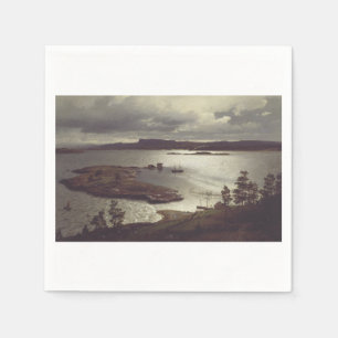 The Sandvik Fiord by Hans Gude Napkin