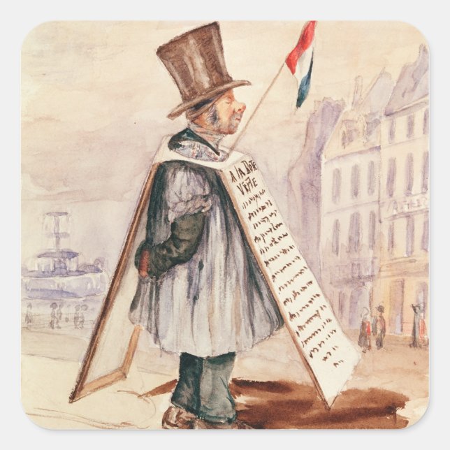 The Sandwich Board Man, Boulevard du Temple, 1839 Square Sticker (Front)