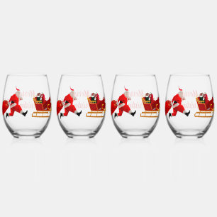 The Santa Claus Hustle Drinkware Set Stemless Wine Glass