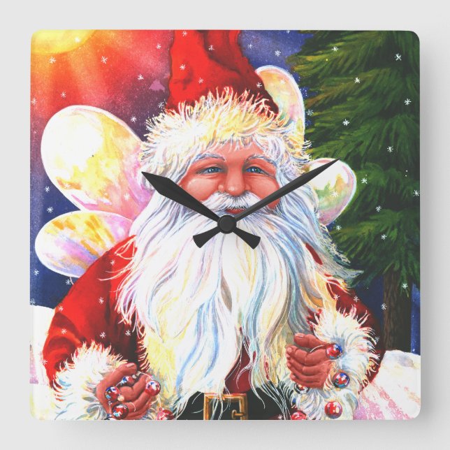 The Santa Fairy Square Wall Clock (Front)