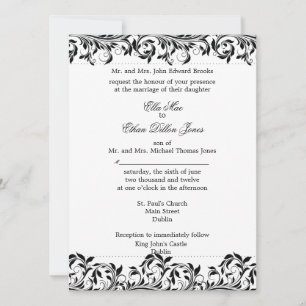 The Sarah Jane black and white wedding invitation
