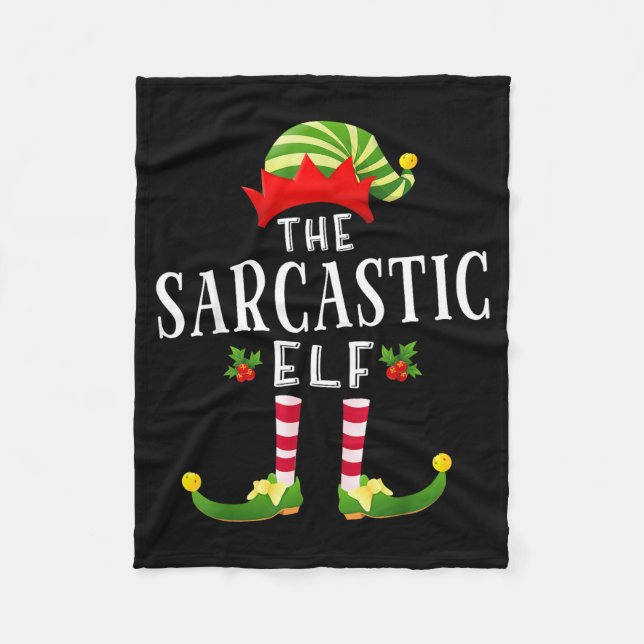 The Sarcastic Elf Christmas Matching Pajama  Fleece Blanket (Front)