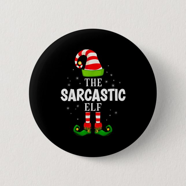 The Sarcastic Elf Christmas Pjs Matching Pajama  2 Inch Round Button (Front)