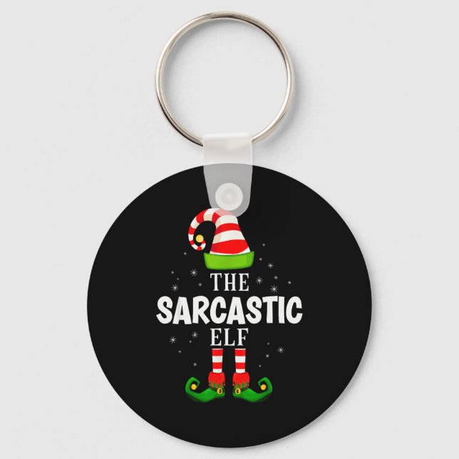 The Sarcastic Elf Christmas Pjs Matching Pajama  Keychain (Front)