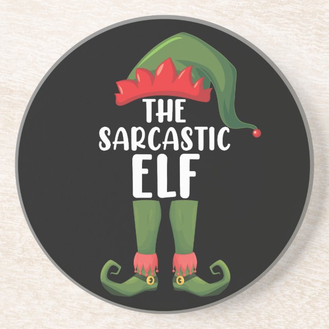 The Sarcastic Elf Family Matching Group Christmas  Coaster (Front)