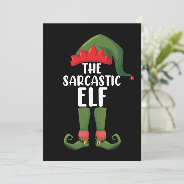 The Sarcastic Elf Family Matching Group Christmas  Invitation (Standing Front)