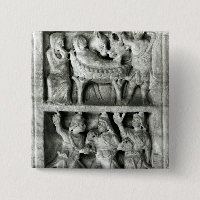The Sarcophagus of the Nativity 2 Inch Square Button (Front)