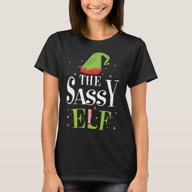 The Sassy Elf Christmas Matching Costume T-Shirt (Front)