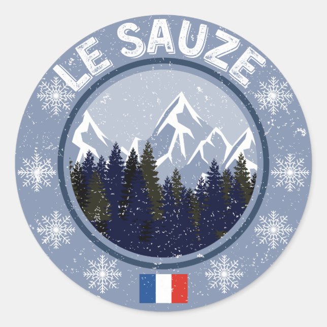 The Sauze Ski Resort Classic Round Sticker (Front)