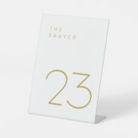 The Sawyer 23 Gold and White Table Number