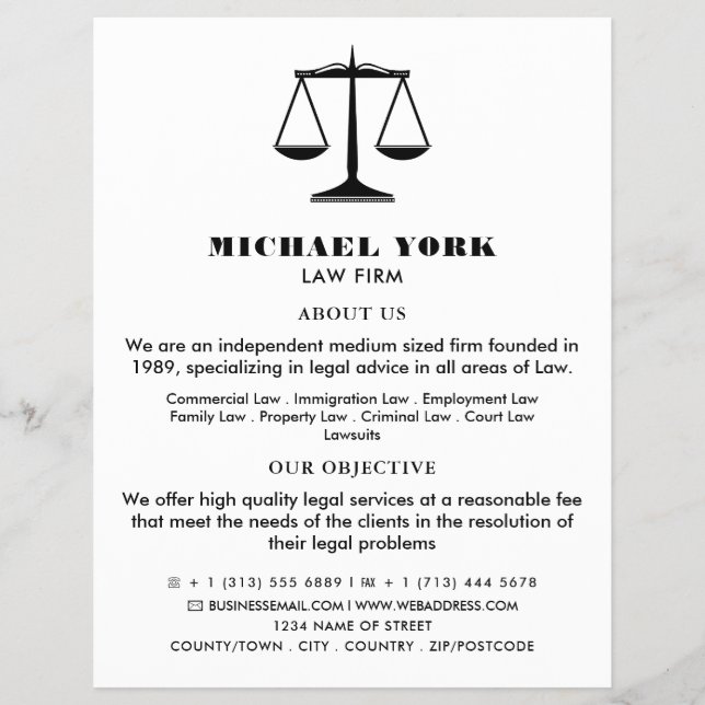 The Scales of Justice, Legal Services Advertising  Flyer (Front)