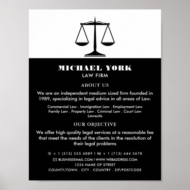 The Scales of Justice, Legal Services Advertising Poster (Front)