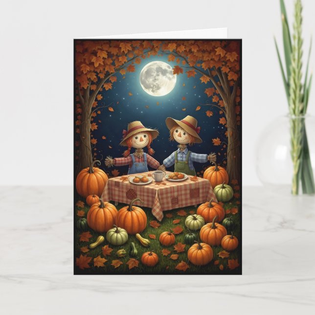 The Scarecrow's Picnic Halloween Holiday Card (Front)