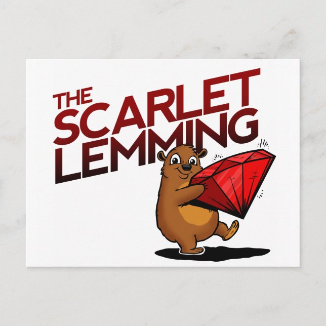 The Scarlet Lemming (with title) postcard (Front)