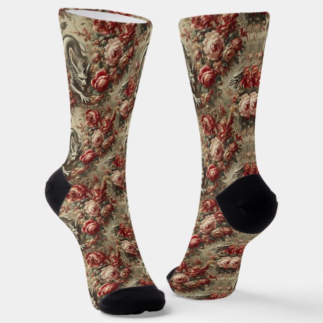 The Scarlet Thicket – Gothic Victorian Tapestry Socks (Angled)