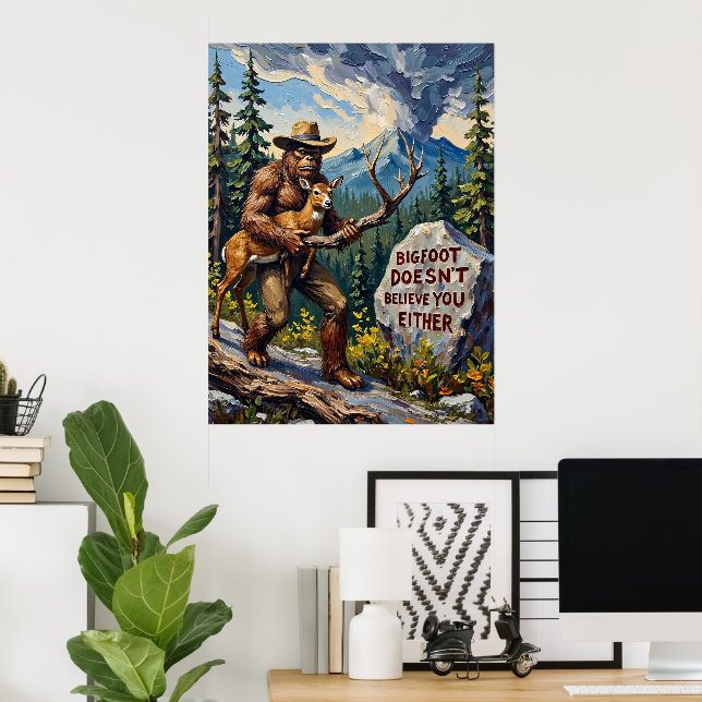 The Sceptic of the Mountains: Bigfoot's View Poster (Home Office)