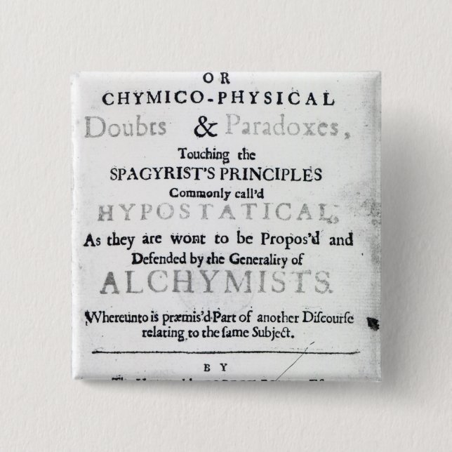 'The Sceptical Chymist' 2 Inch Square Button (Front)