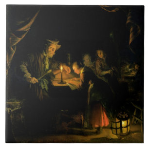 The School Master, 1660-65 (oil on panel) Tile