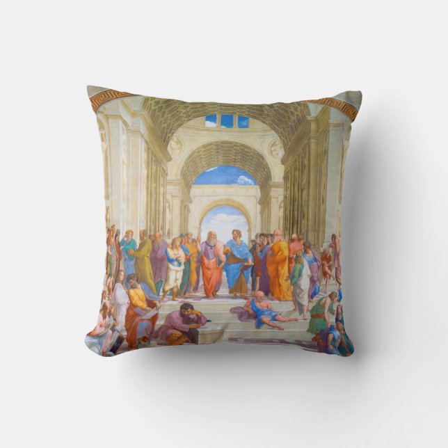 The School of Athens, Raphael Throw Pillow (Front)