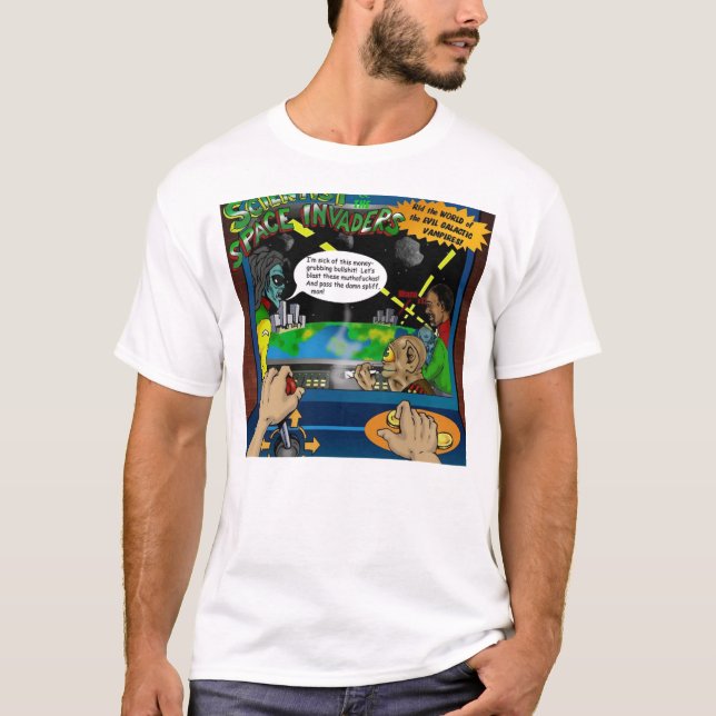 The Scientist And The Spaceinvaders T Shirts (Front)