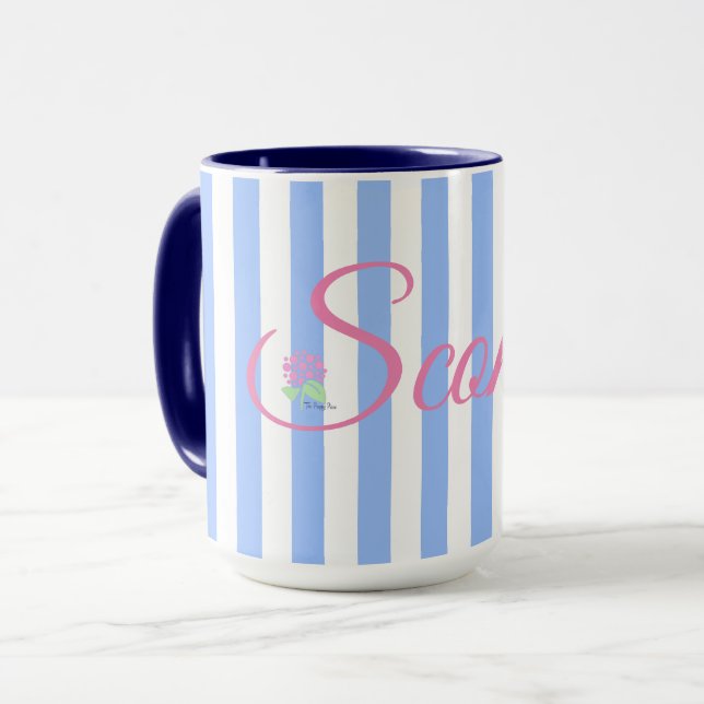 The Sconset Blue Stripe Mug (Front Left)