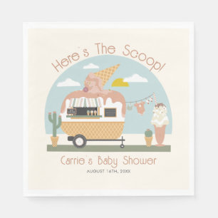 The Scoop Ice Cream Camper Light Pink Baby Shower Napkin