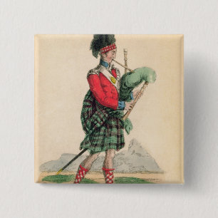 The Scotch Piper 2 Inch Square Button