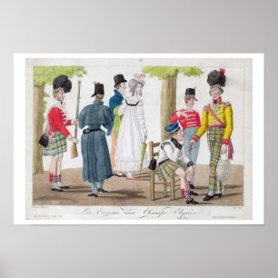 The Scottish on the Champs Elysees, engraved by Ju Poster