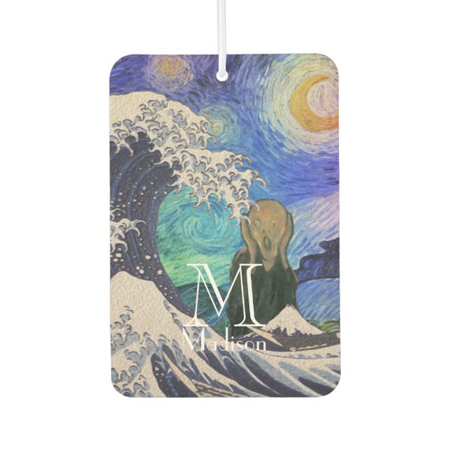The Scream at The Great Wave Starry Night Air Freshener (Front)