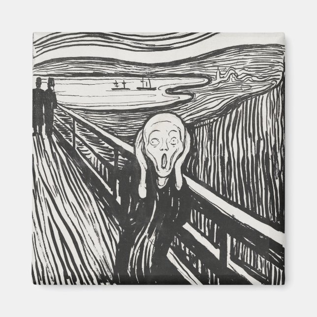 The Scream by Edvard Munch Black and White Magnet (Front)