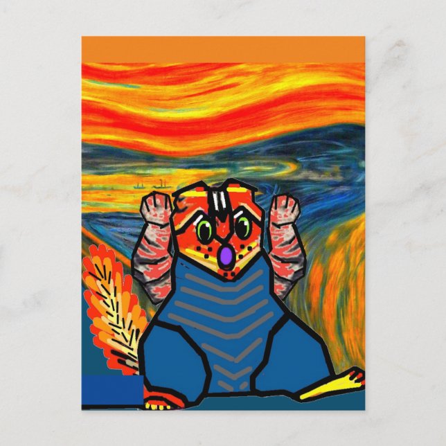 The Scream by Munch, Cat Art Parody  Postcard (Front)