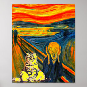 The Scream by Munch, Cat Art Parody Poster