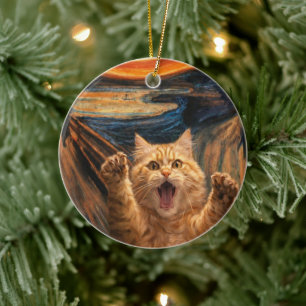 The Scream Cat Parody Art Ceramic Ornament