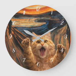 The Scream Cat Parody Art                          Large Clock