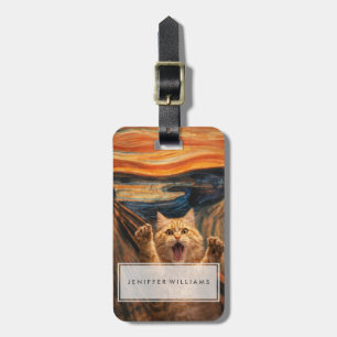 The Scream Cat Parody Art Luggage Tag