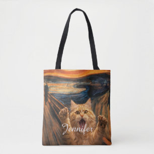 The Scream Cat Parody Art Tote Bag