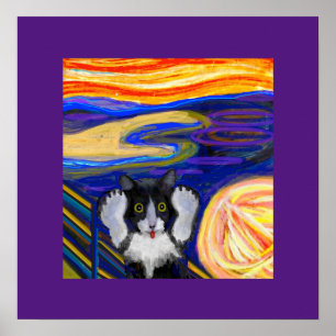 The Scream,  Cat Parody, Faux Wrapped Canvas Print