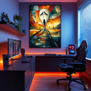 The Scream - Cubist Minimalist Inspired by Munch Poster