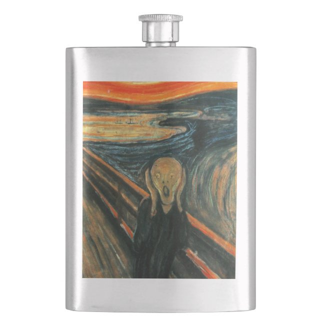 The Scream Edvard Munch Modern Expressionist Art Hip Flask (Front)