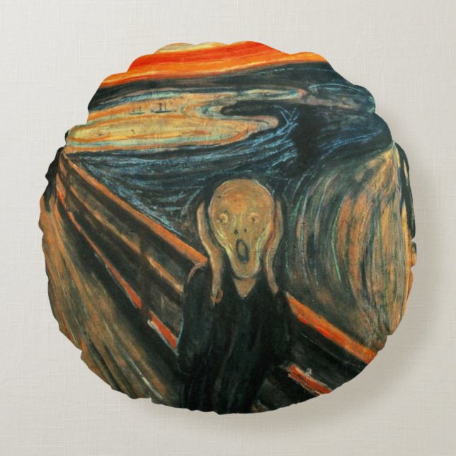 The Scream Edvard Munch Modern Expressionist Art Round Pillow (Front)